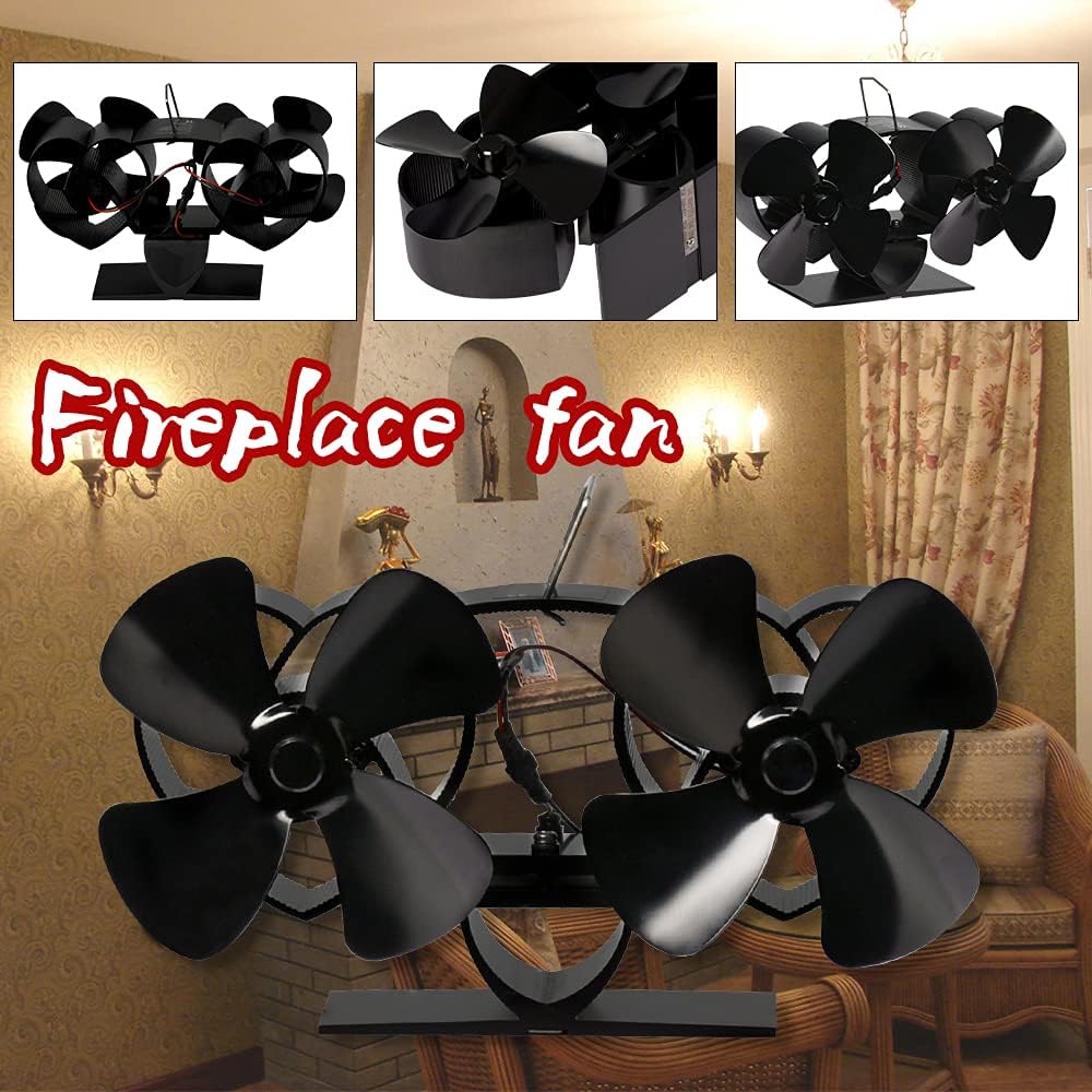 Dual Head Stove Fan Upgrade Heat Powered Stove Fan Wood Burner Eco Friendly Fan Home Efficient Heat Distribution Pack of 2