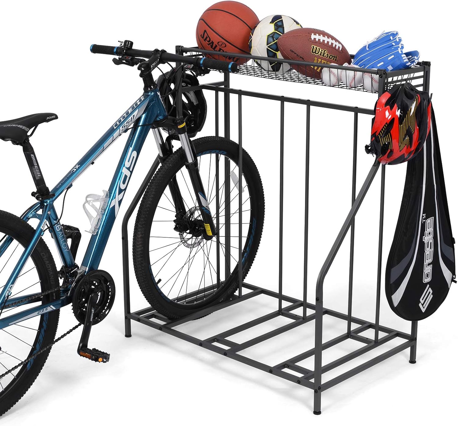 Sunix Bike Stand Rack, 3 Bicycle Floor Parking Stand, Bike Rack for Garage Storage, 3 Widths Adjustable Bike Slot for Mountain, Hybrid, Kids Bicycles, Indoor Outdoor Bike and Sports Storage Station