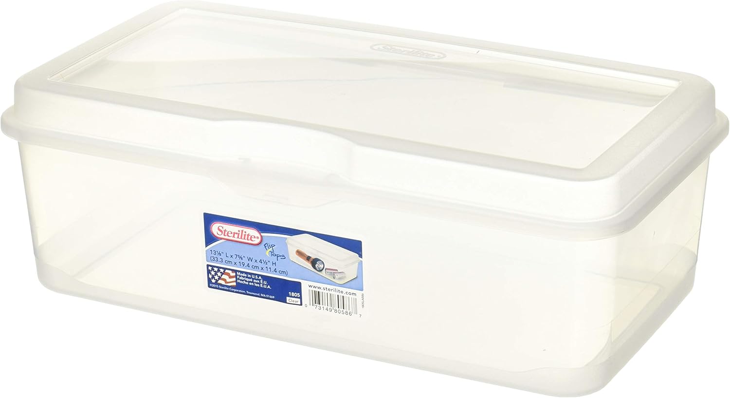 Sterilite 6 Pack 18058606 Plastic FlipTop Latching Storage Box Container Clear