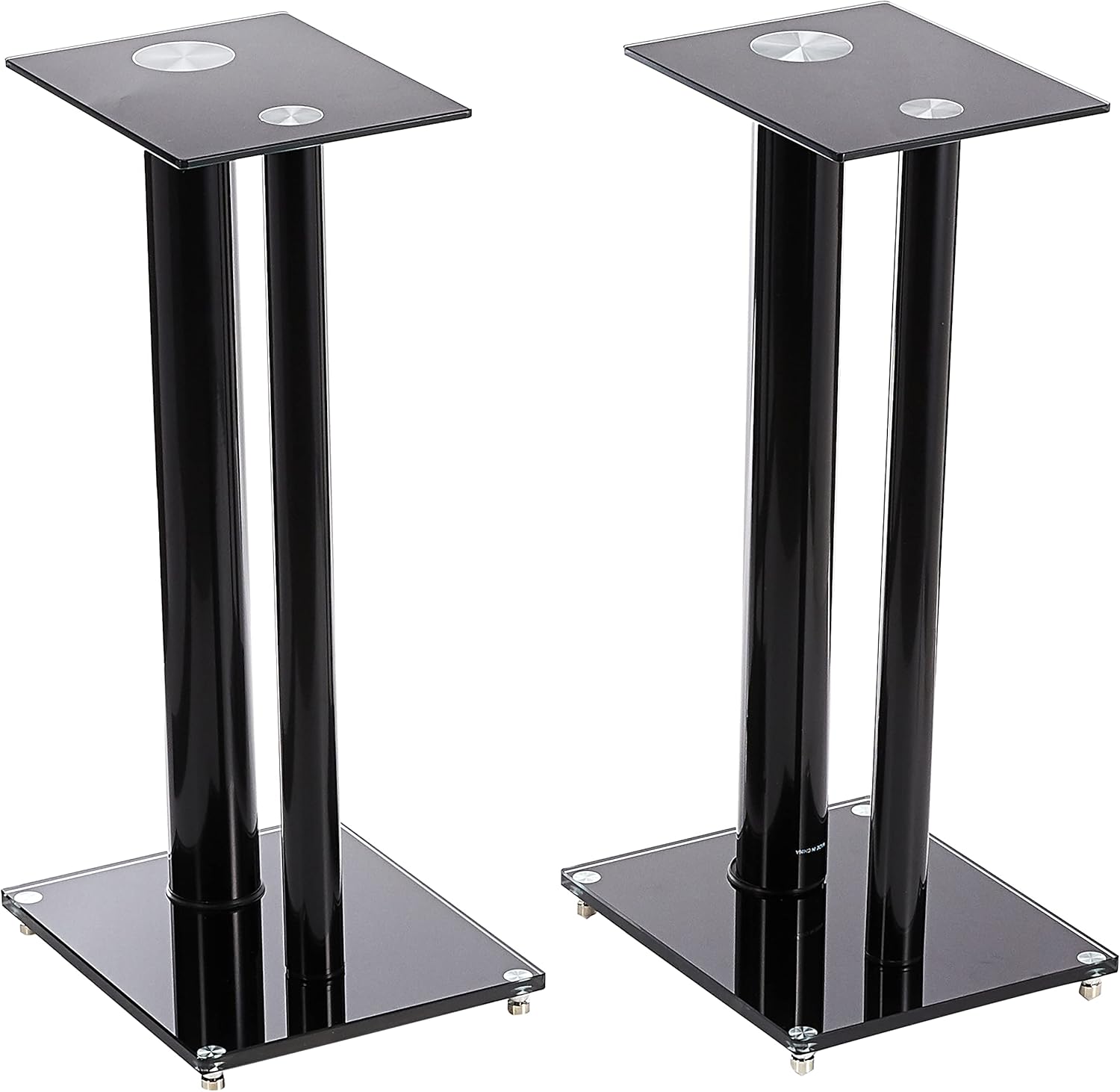 Monoprice Glass Floor Speaker Stands (pair), Black Pack of 2