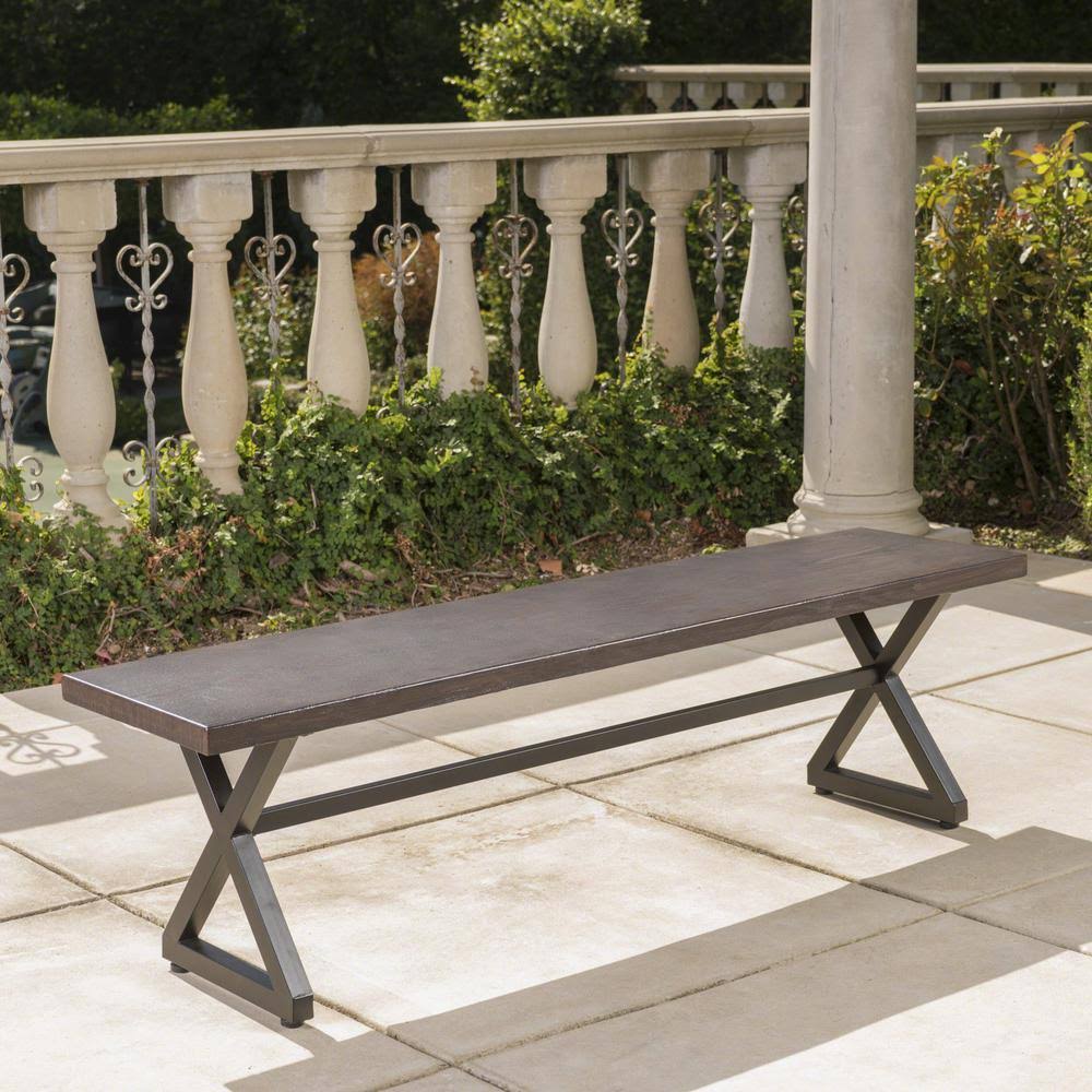 Noble House Rolando 63 in. 3-Person Black Aluminum Outdoor Bench
