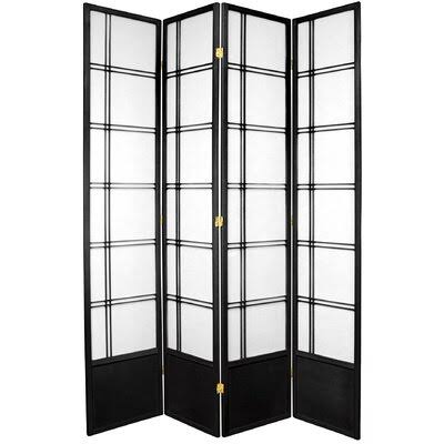 Keitez Solid Wood Folding Room Divider Winston Porter Number of Panels: 4 Panels, Color: Black