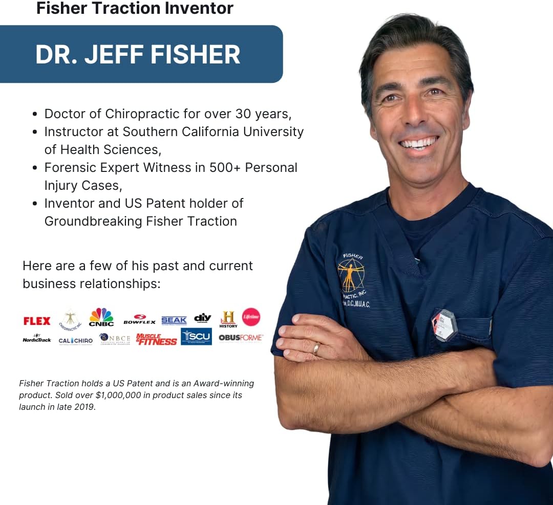 Fisher Traction® Back Pain & Sciatica Relief, Invented & Patented by Doctor for pinched nerves & disc bulges for back pain relief. Mobile Decompression & stretching device (Back Unit) (Size – X Large)