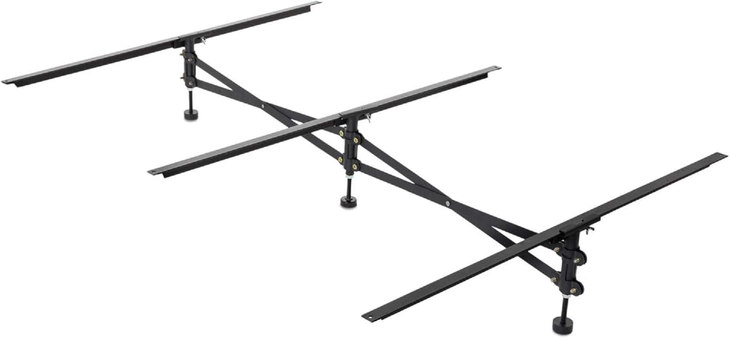 MALOUF Center Support System Replace Wooden Bed Slats-Universal Size Full to King-Adjustable Leg Height, Black Pack of 2