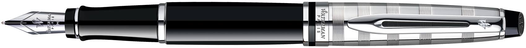 Waterman Expert Deluxe Black Chrome Trim Fountain Pen - Medium