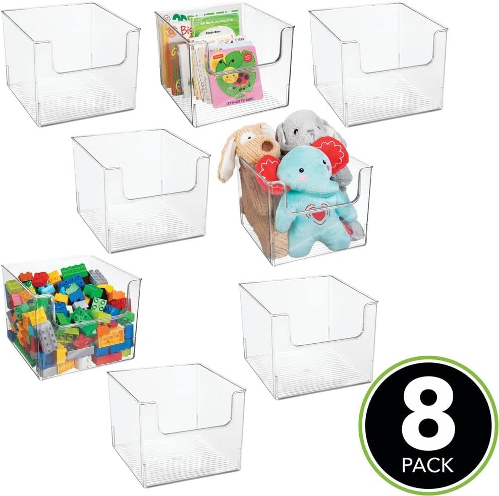 mDesign Deep Plastic Home Storage Organizer Bin for Cube Furniture Shelving in Office, Entryway, Closet, Cabinet, Bedroom, Laundry Room, Nursery, Kids Toy Room - Open Front, 10