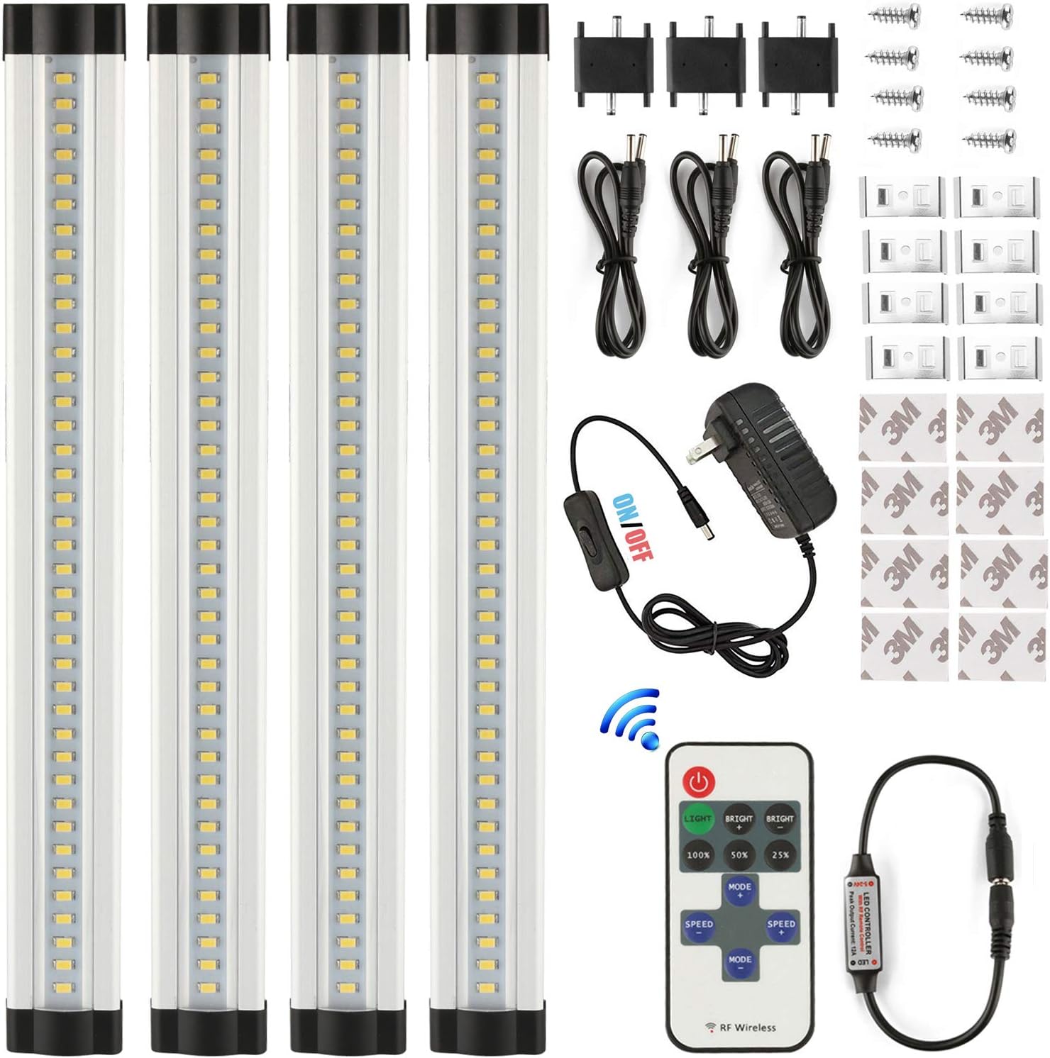 HuaXinv 6 Panels Dimmable led Under Cabinet Lighting Daylight 5000K Under Cabinet Lights 12IN 18W 1600LM Under Counter Lights (5000K 6P) Pack of 2