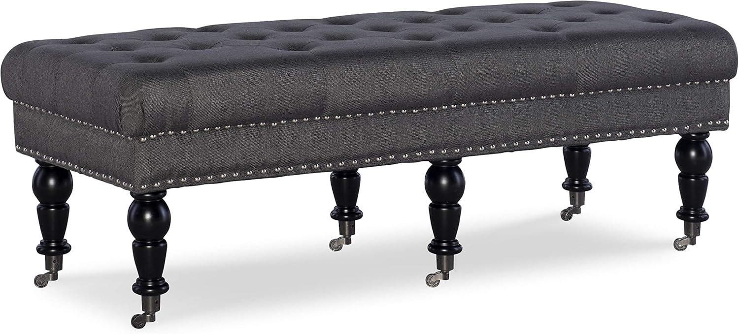 Linon Isabelle Bed Bench, 62-Inch, Black Finish