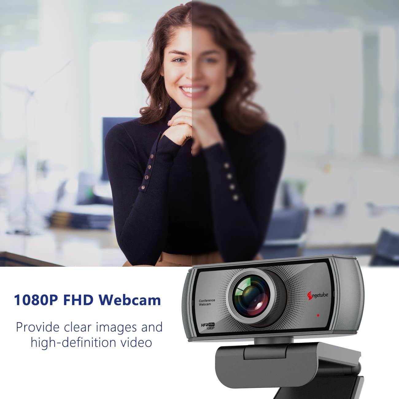 1080P 60fps Webcam with Microphone - 120&deg; Wide Angle Built-in Dual Noise Reduction Mics, HD Streaming USB Computer | Mac | Laptop | PC Camera for Zoom Meeting, Skype, FaceTime, Teams