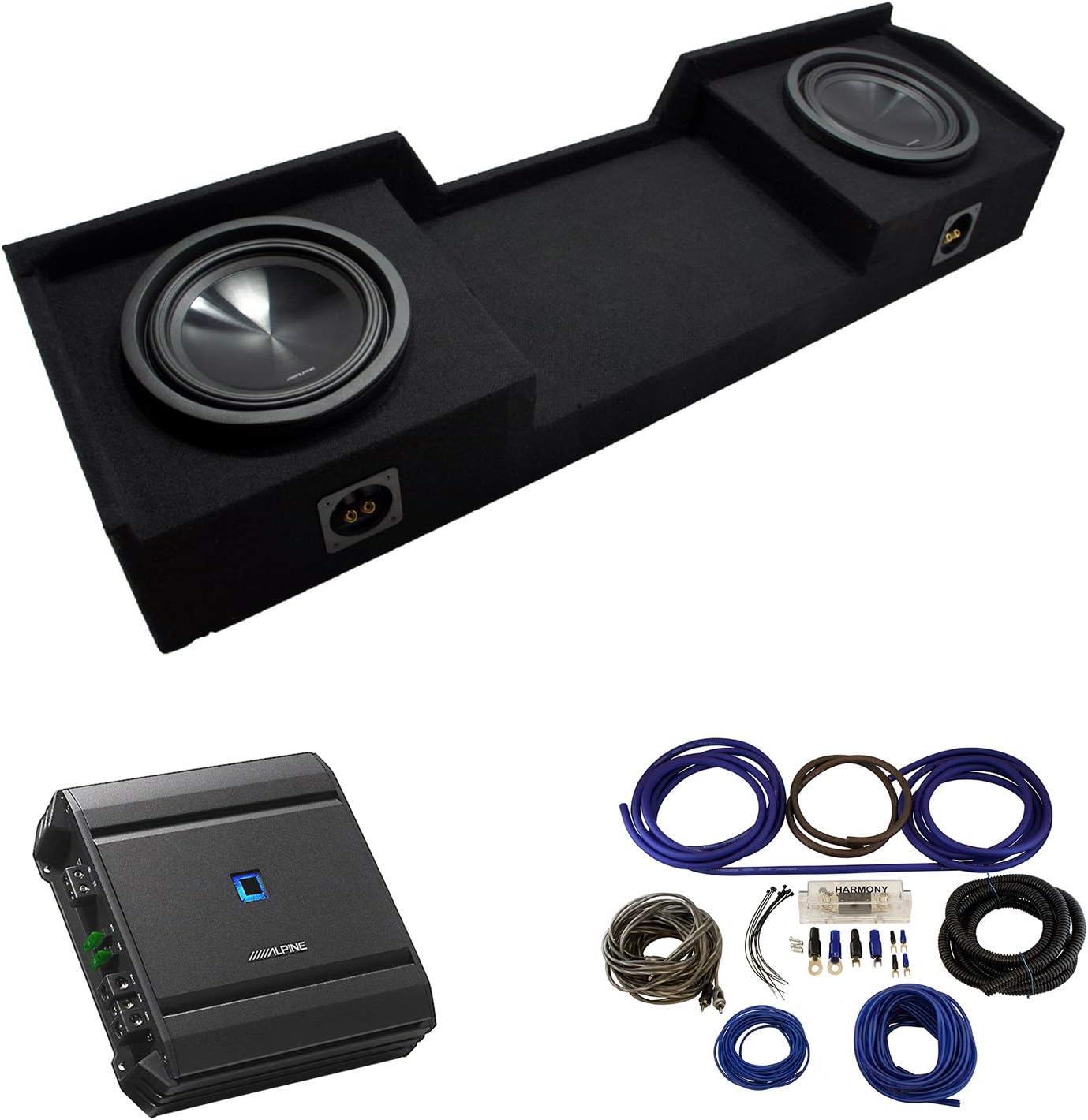 Compatible with 2004 2005 2006 2007 2008 2009 2010 2011 2012 2013 2014 2015 Nissan Titan King or Crew Truck Alpine SWT-10S4 Car Audio Subwoofers Custom Dual 10