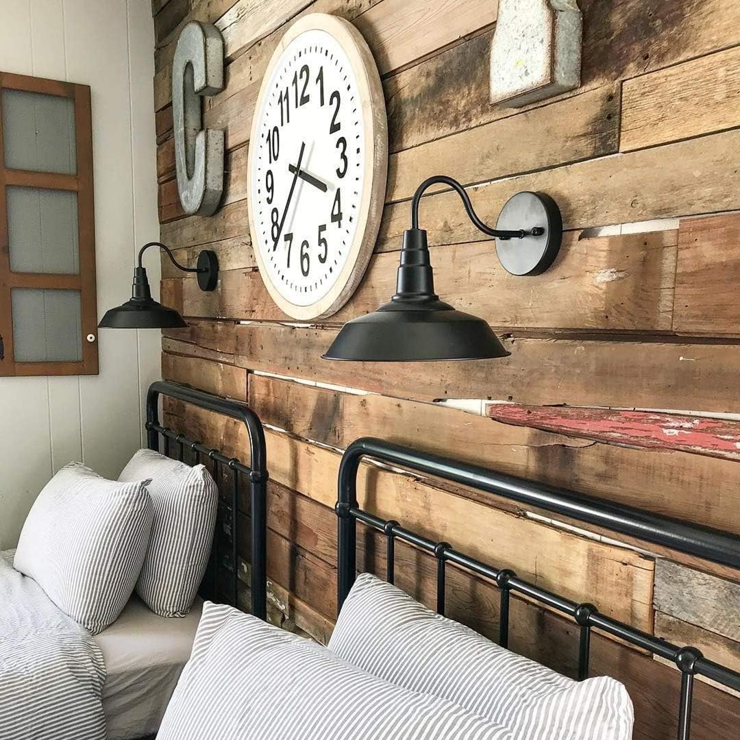 LNC Black Matte Wall Sconces 2 Pack Barn Vanity Lights, Gooseneck Lamp for Pathway, Bathrooms and Living Room A0224109