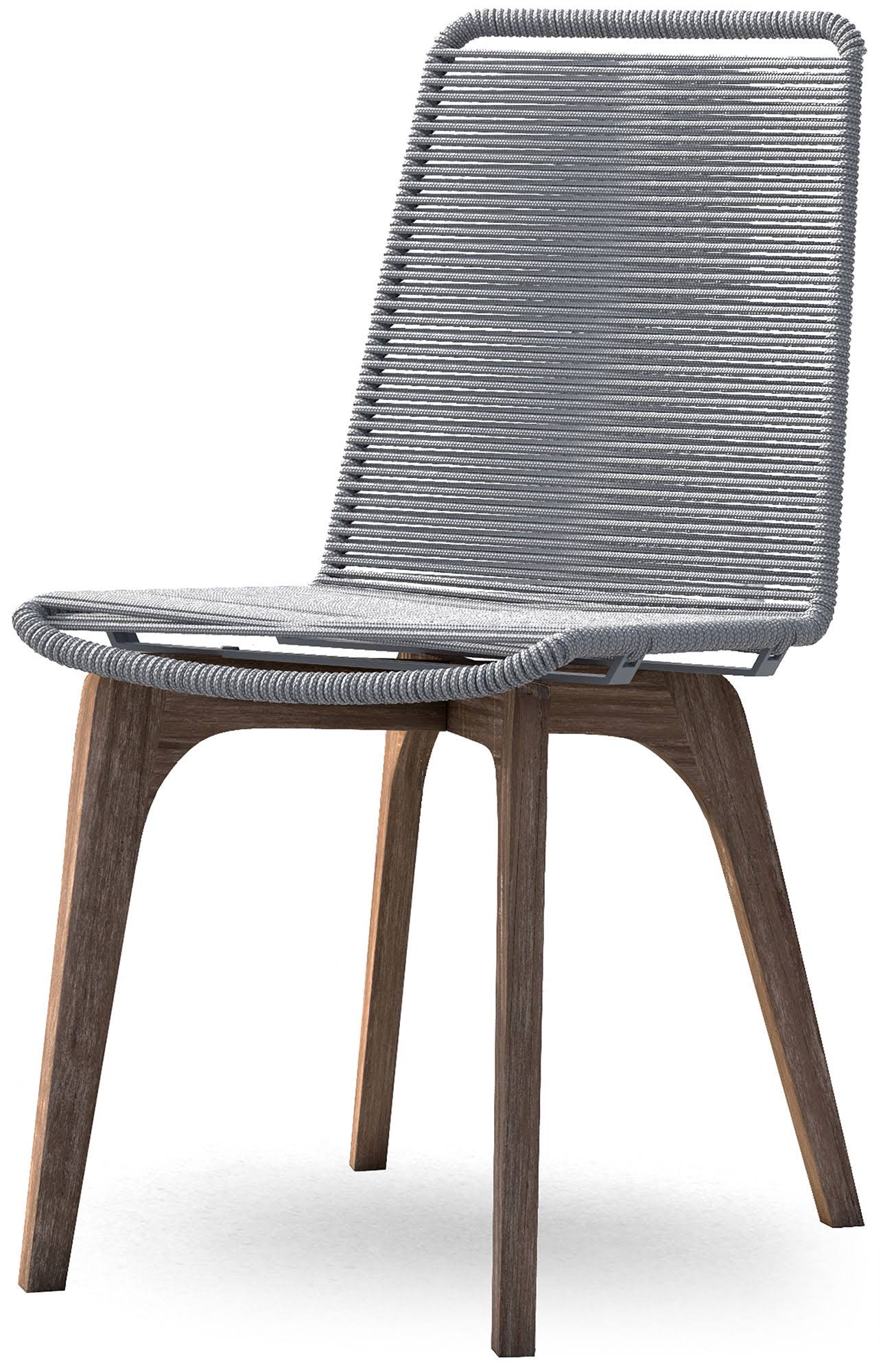 Modloft Laced Dining Chair - Light Gray Cord and Weathered Eucalyptus