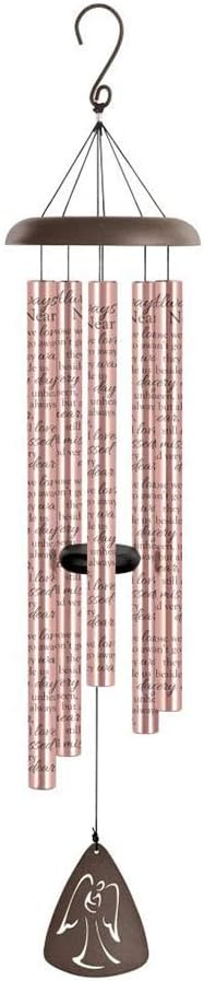 Carson Home Accents 60671 Signature Sonnet Series Always Near Memorial Poem Wind Chime with Printed Tubes for Outdoor House Gardens and Patios, 44 inch, Rose Gold