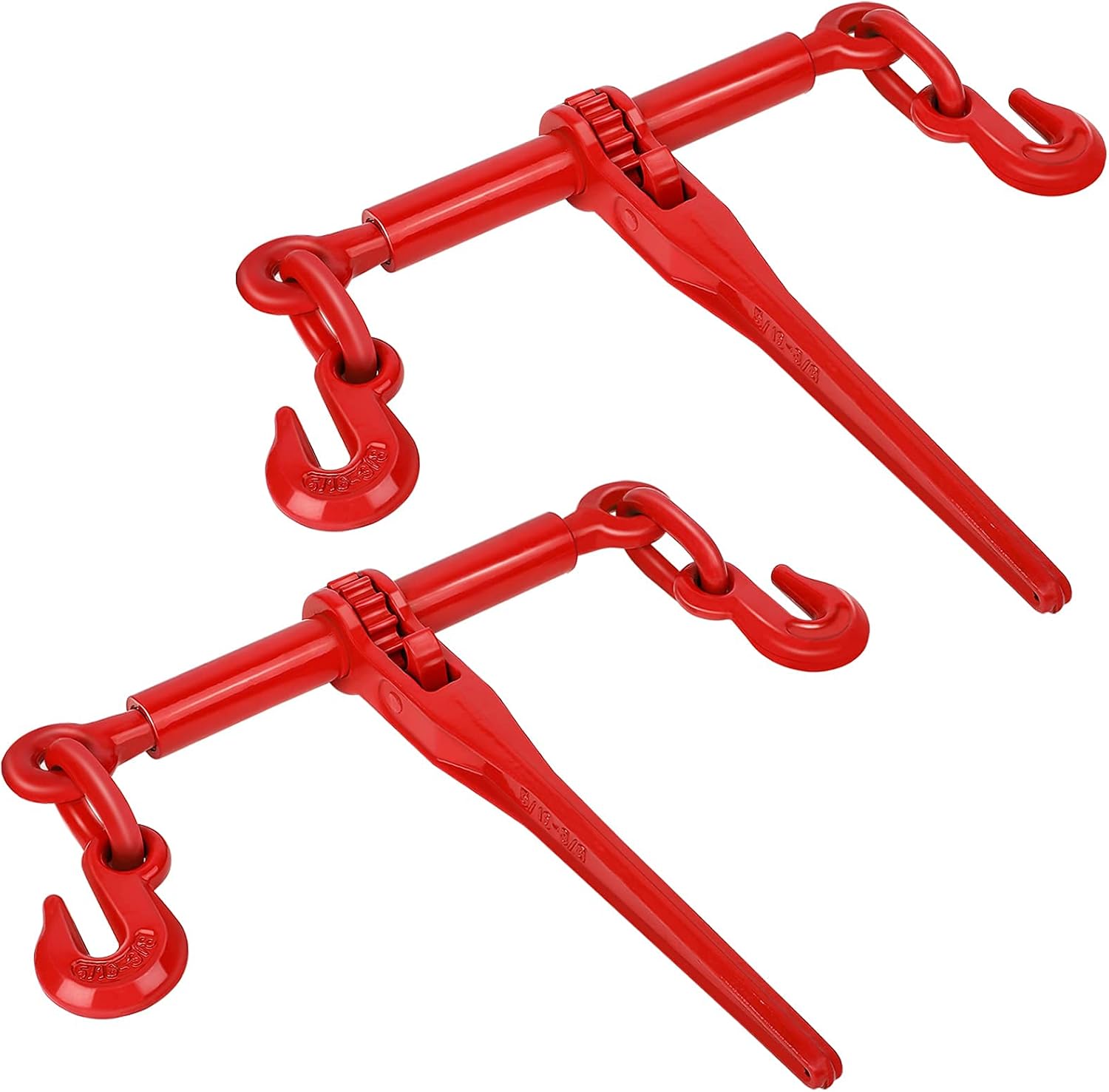 GPOAS Ratchet Chain Binder 5/16-3/8 Inch,2 Pack Load Binders with 2 Grab Hooks 5400 LBS Working Load Capacity,Heavy Duty Ratchet Type Binder Ratchet Boomer to A Truck Or Flatbed Trailer Pack of 2