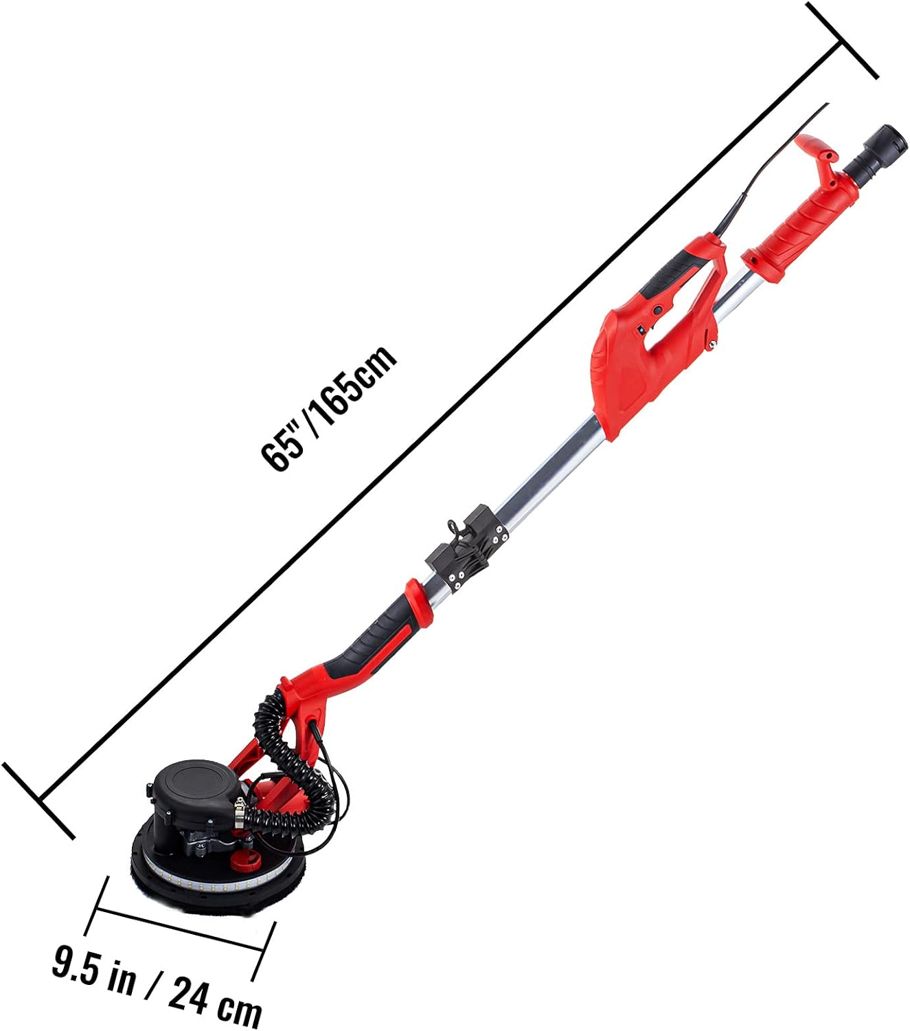 Mophorn Drywall Sander 850W, Electric Drywall Sander, Variable Speed 800-1750 RPM, Foldable Sheetrock Sander, with Telescope Handle, Electric Sander, with LED Strip Light and Vacuum Bag, Wall Sander