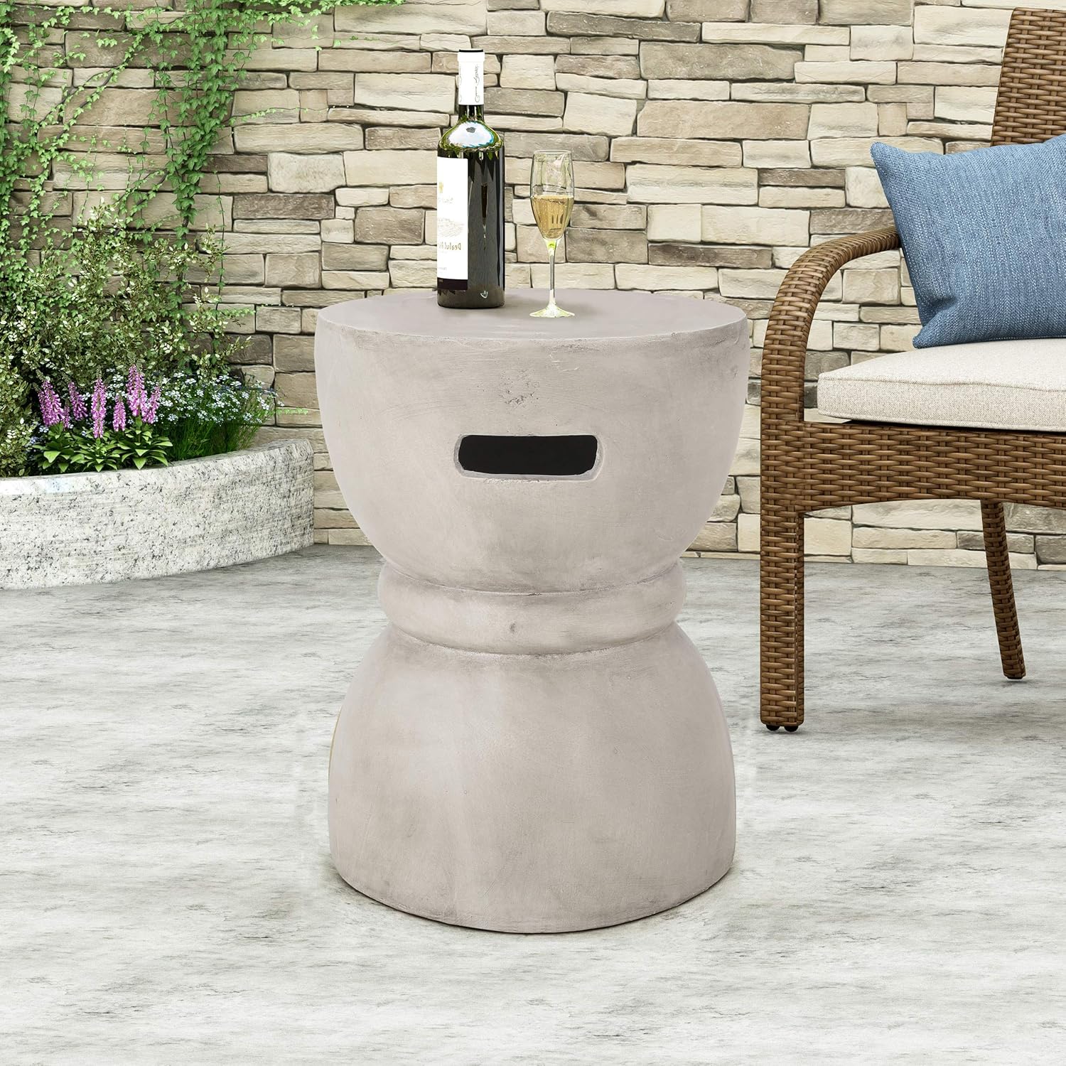 Christopher Knight Home 312769 Norman Outdoor Contemporary Lightweight Accent Side Table, Concrete Finish