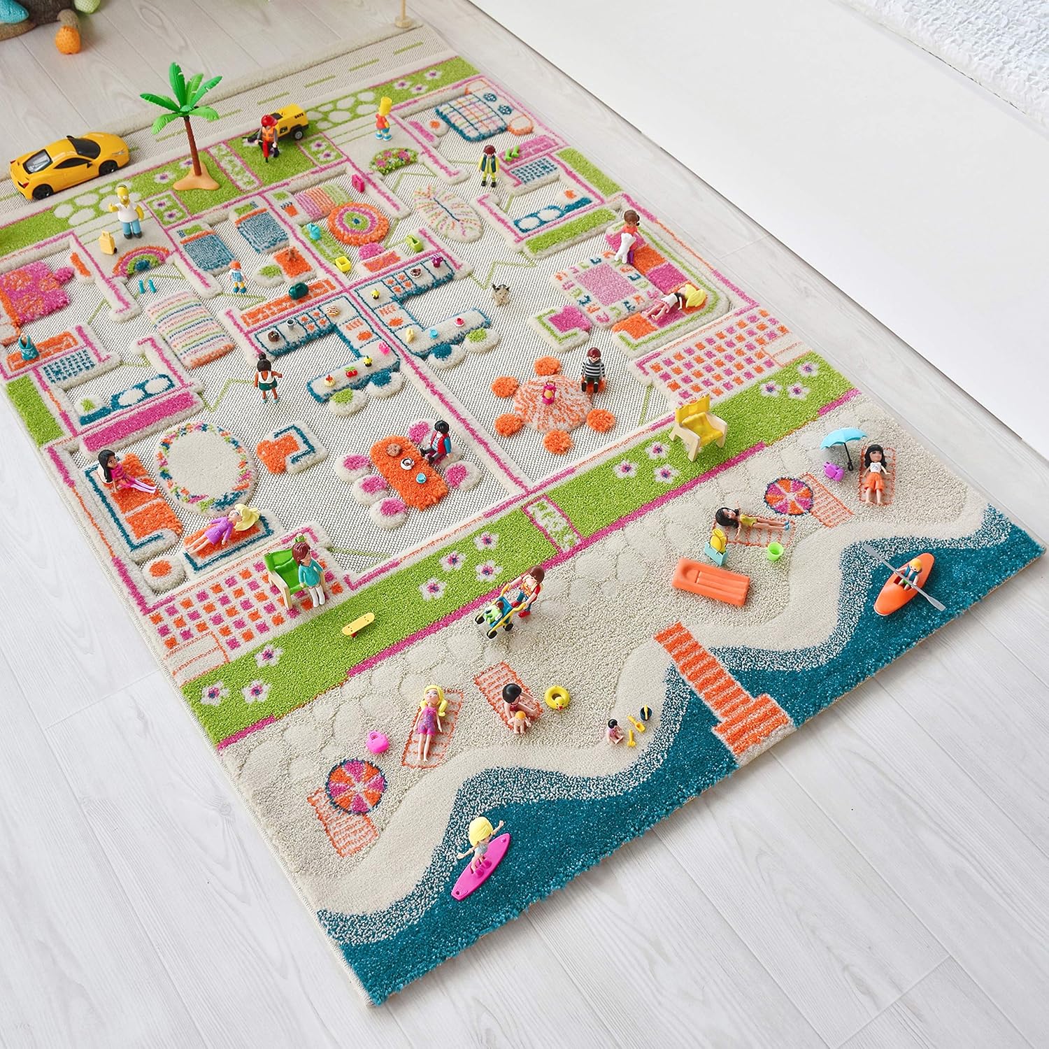Beach Houses by IVI 3D Play Carpets, 39 x 59 inches