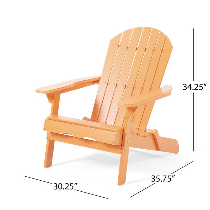 Noble House Malibu Acacia Wood Adirondack Chair in Tangerine (Set of 4)