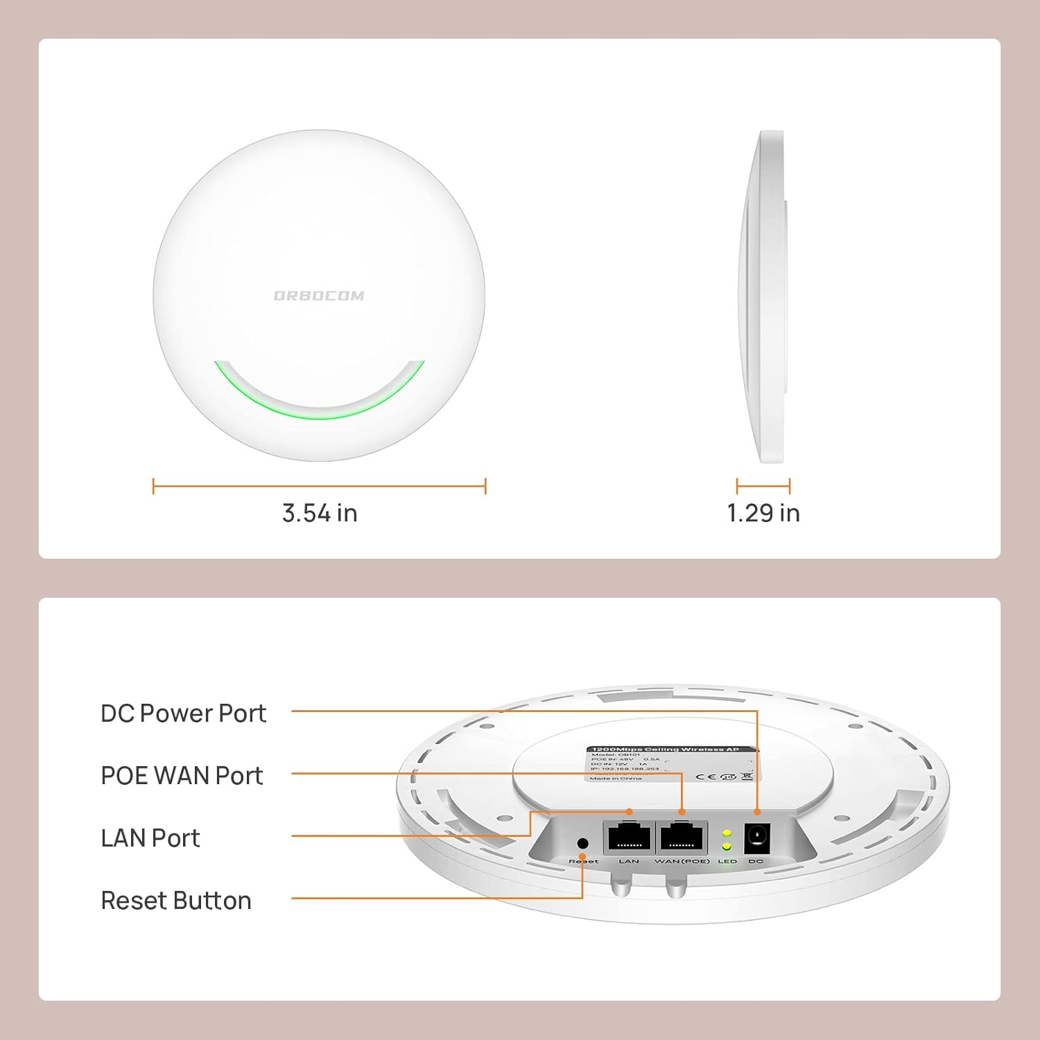 Wireless WiFi Access Point︱Dual Band 2.4GHZ 5GHZ Wave 2.0︱POE Powered Port︱4 x 4 MU-MIMO︱Seamless Roaming for Indoor Wall/Ceiling Mounted Pack of 2
