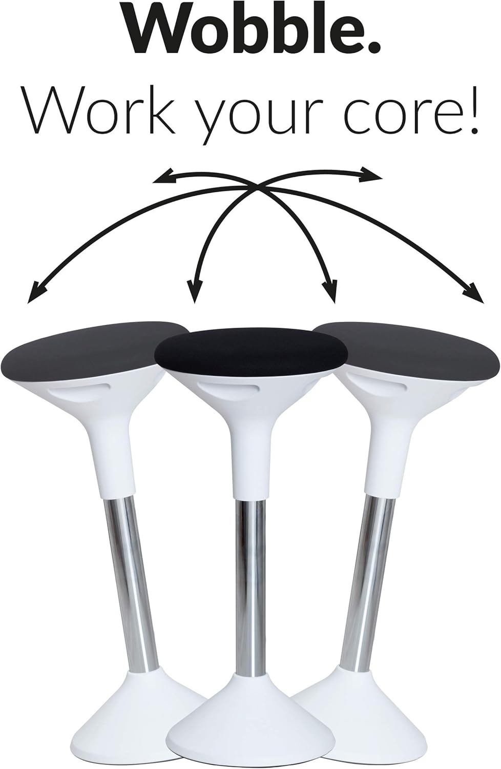 SUN-FLEX Ergonomic Height Adjustable Balance Foot Stool at Work Wobble Chair for Home Office Sit Stand Desk Stool with Natural and Active Posture (White)