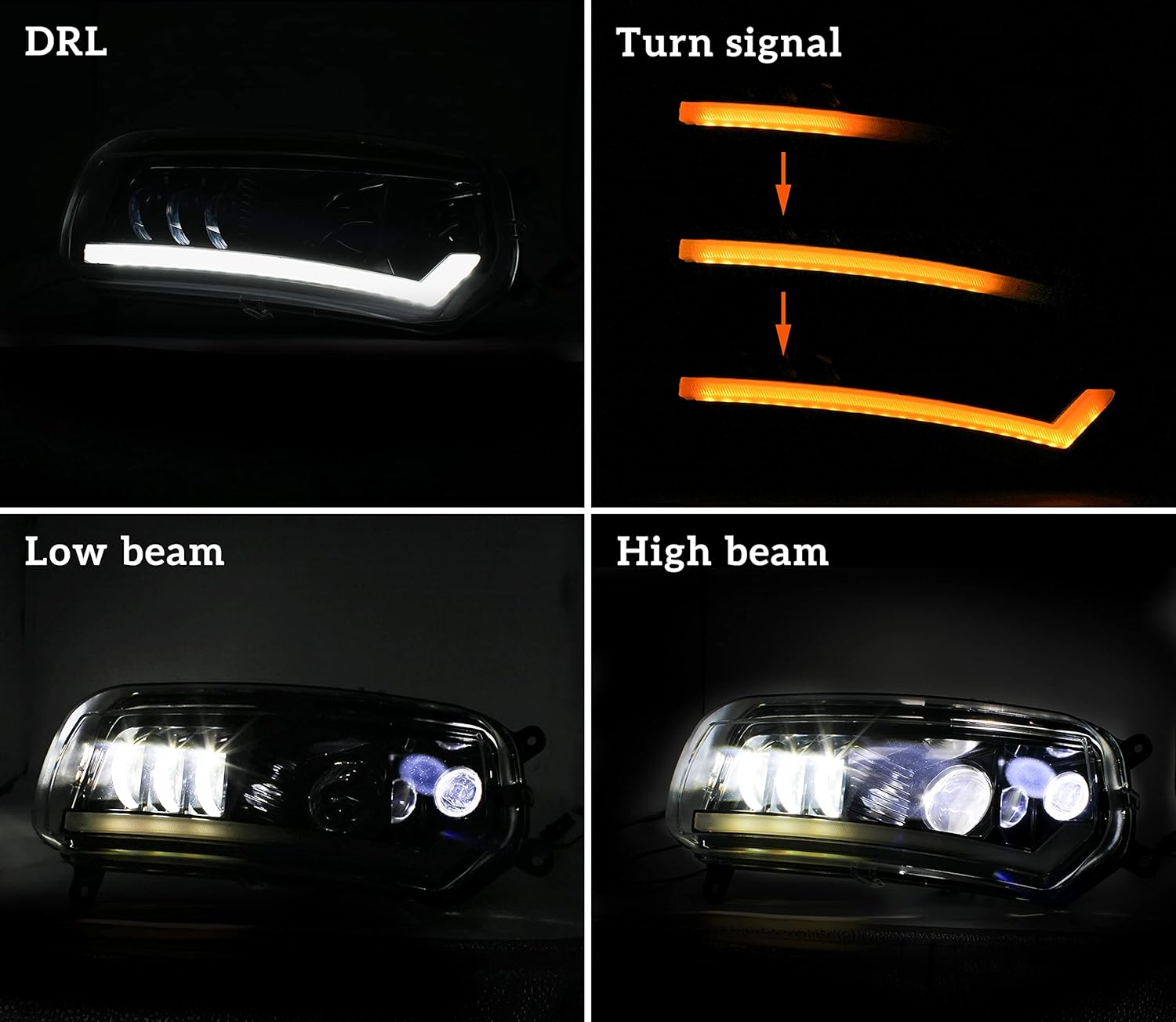 LDETXY LED Headlight Assembly for Can-Am Spyder F3, LED Head Lamps Front Lights with DRL Turn Signal Lights for Can Am Spyder F3 All Models Accessories (2PCS)