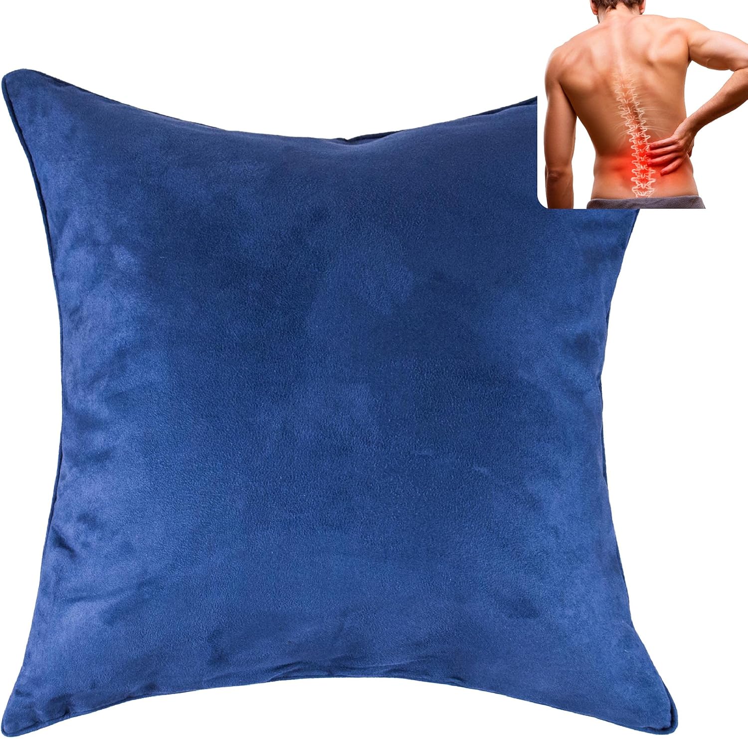 QiPillow - Pain Relieving Ergonomic & Orthopedic Back Lumbar & Posture Support Sitting Cushion for Chair, Couch, Bed | Versatile, Firm & Adjustable Orthopedic Seat Throw Pillow (Navy)