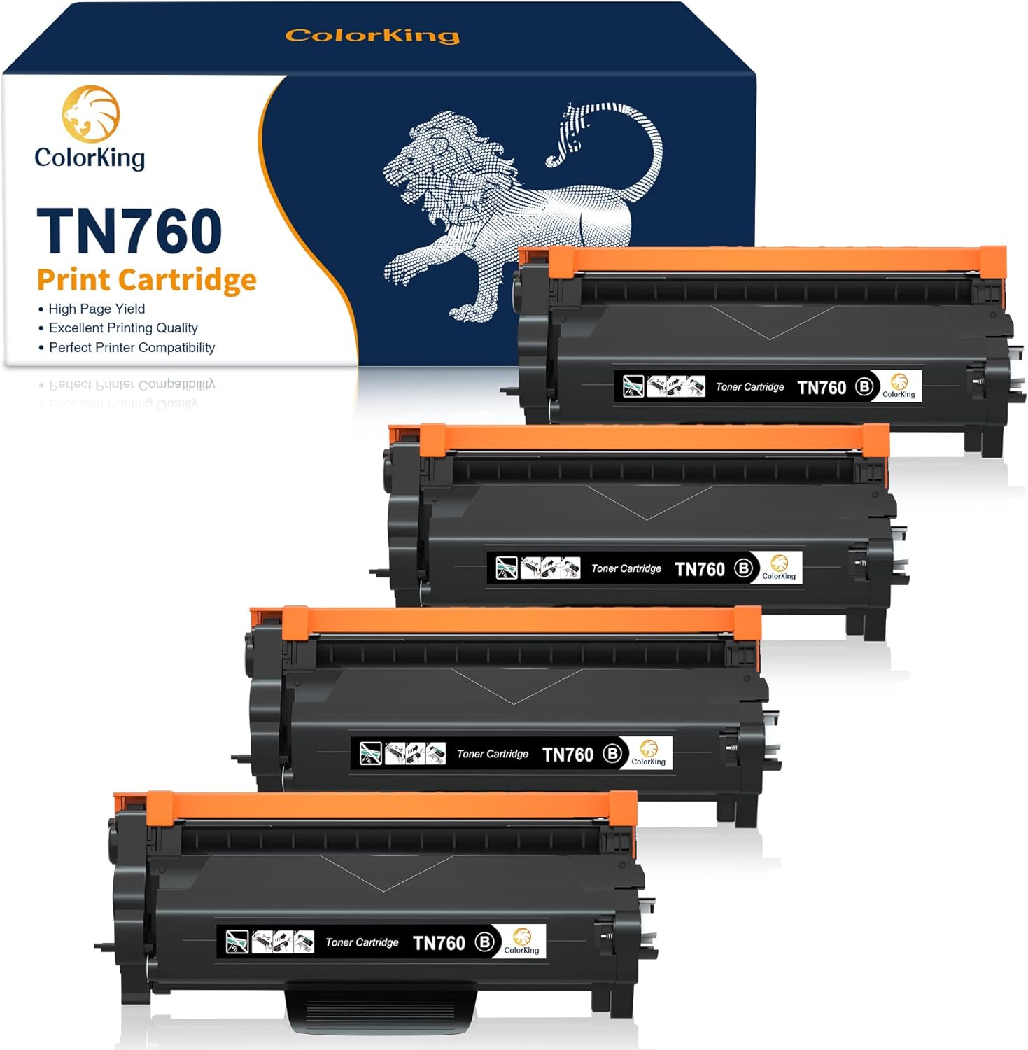 Colorking Compatible Toner Cartridge Replacement for Brother TN760 TN-760 TN 760 TN730 TN-730 for HL-L2350DW HL-L2395DW MFC-L2710DW MFC-L2750DW DCP-L2550DW HL-L2390DW HL-L2370DW Printer (Black 4-Pack) Pack of 2