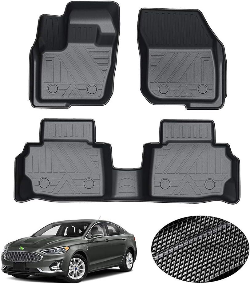 KUST Floor Mats for 2013- 2020 Ford Fusion / Lincoln MKZ Floor Liners All Weather Protection 2 Row Liner Set Black Non-Slip