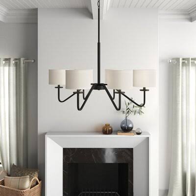 Loudoun 6 - Light Shaded Classic Chandelier Three Posts Finish: Matte Black