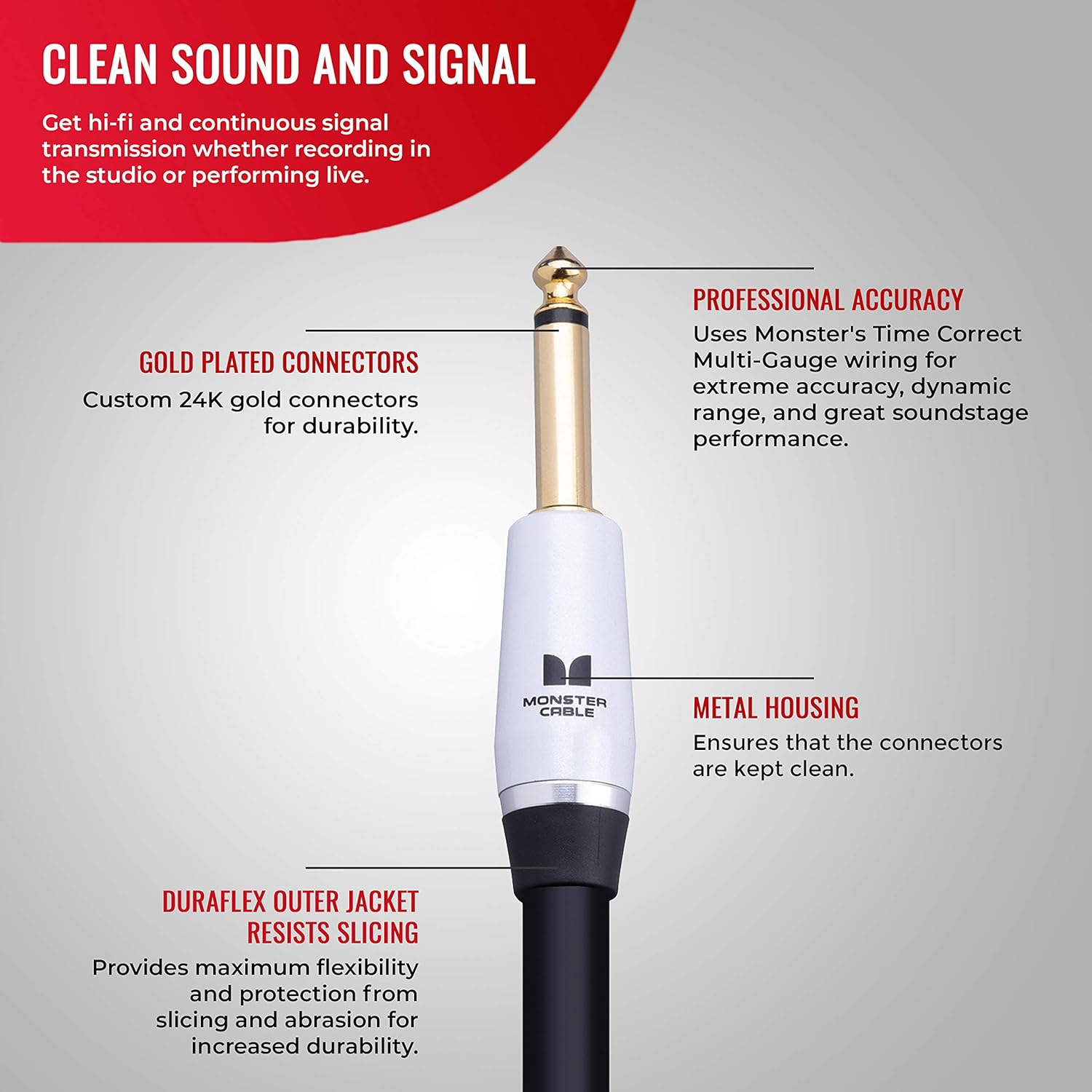 Monster Prolink Studio Pro 2000 Speaker Cable - Straight to Straight - 1/4 Inch Plugs, 12 feet Pack of 2