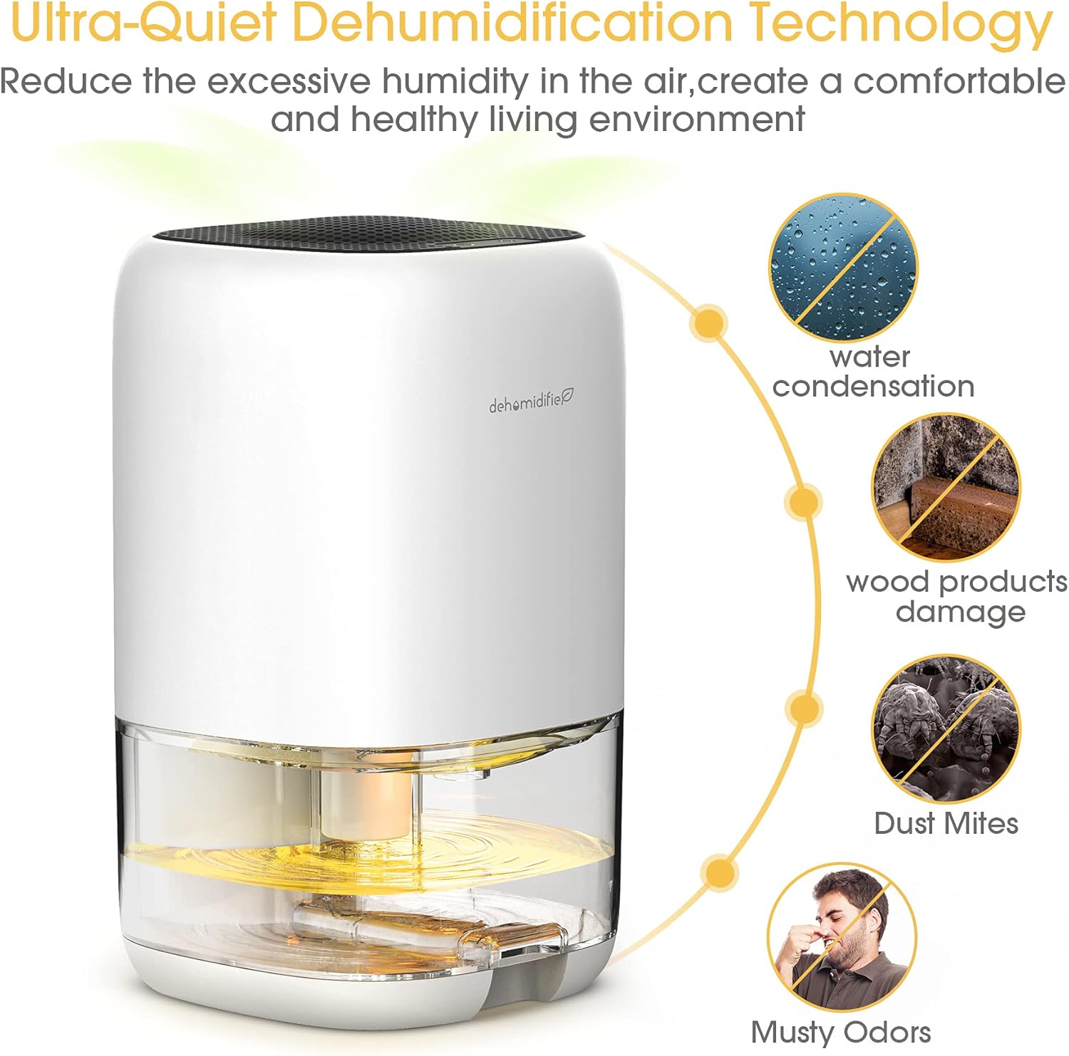 Nessbase Small Dehumidifier 2100 Cubic Feet (260 sq ft) Mini Dehumidifier Portable Dehumidifiers for Basements, Home, Bedroom, Garage, Wardrobe, RV Pack of 2