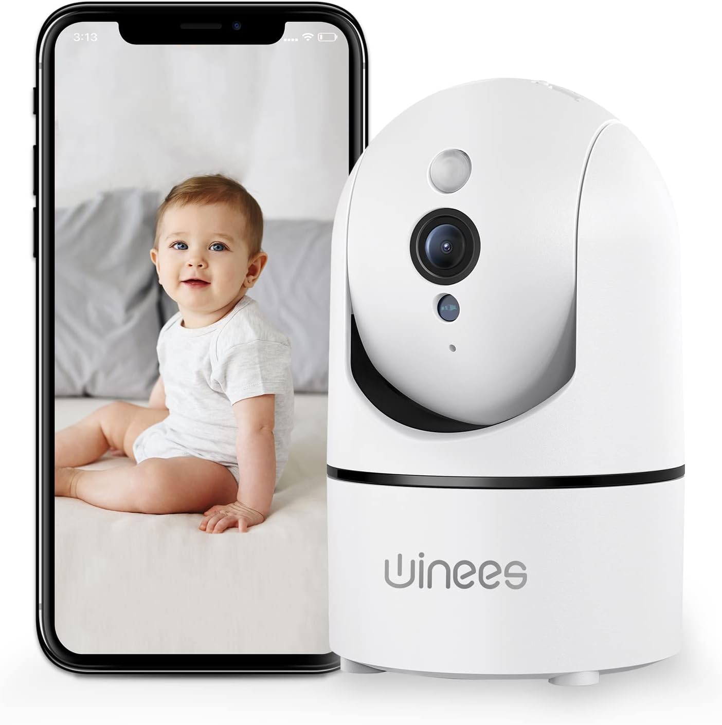 Baby Monitor, WINEES 1080P Indoor Camera with Audio and Night Vision, WiFi Surveillance Camera Security Home Dog Pet Monitor with App, Motion Sensor Detection 2 Way Audio WiFi Alexa Camera Pack of 2