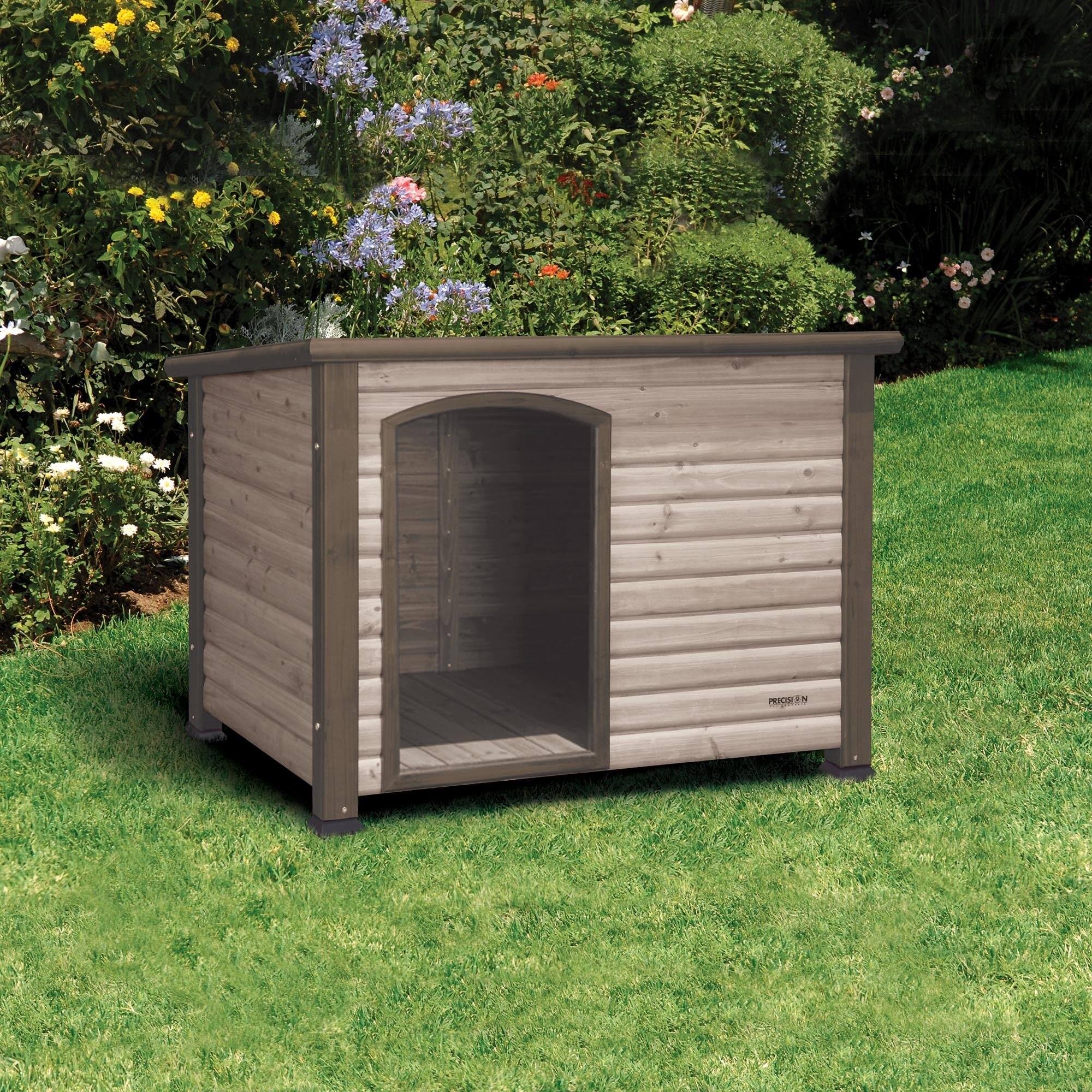 Precision Extreme Outback Log Cabin Dog House, Grey, S