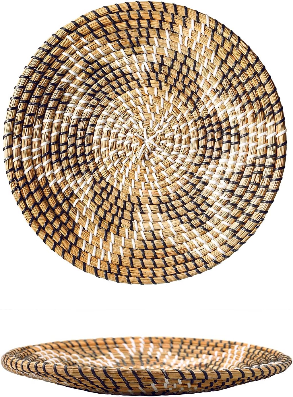 Boho Round Hanging Rattan Wall Basket(3 Pcs Set-B) Pack of 2