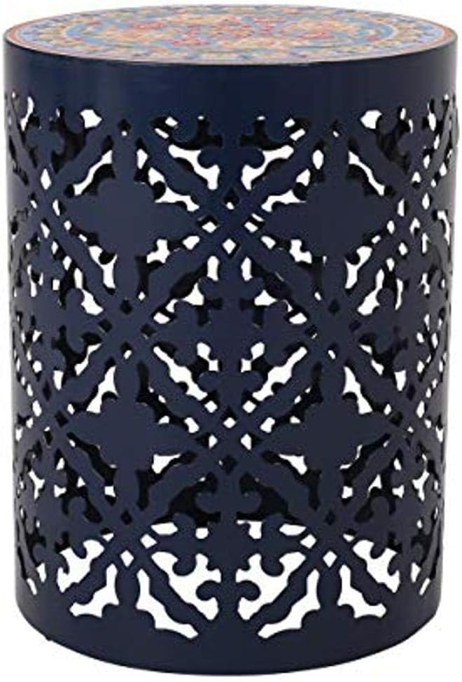 Christopher Knight Home Isaac Indoor Lace Cut Side Table with Tile Top, White