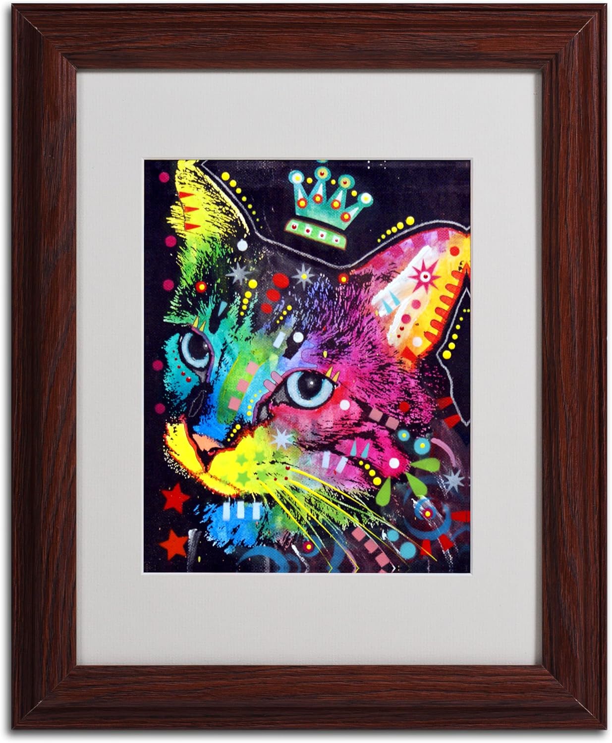 Thinking Cat Crowned Matted Artwork by Dean Russo with Wood Frame, 11 by 14-Inch Pack of 2
