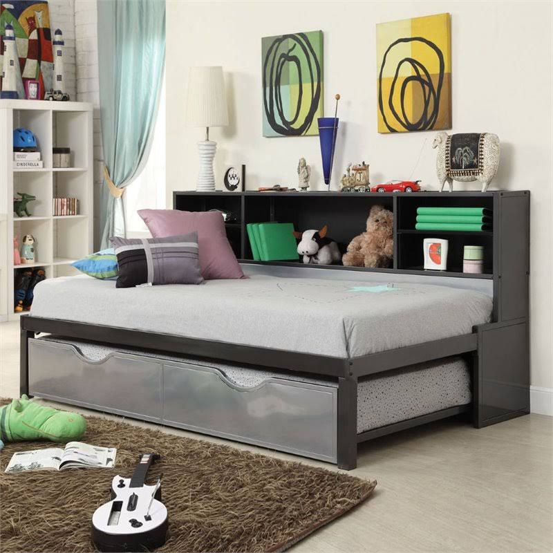 Acme Furniture Renell 3 Piece Kids Bedroom Set Bookcase Bed with Trundle and 2 Nightstands
