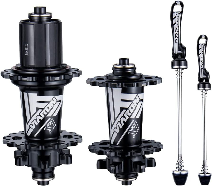 VIARON MTB Bike Hubs 32 Holes 6 Claws+Quick Release Lever Mountain Bike Disc Brake Hubs Front Rear MTB HG 8/9/10/11/12 Speed Pack of 2