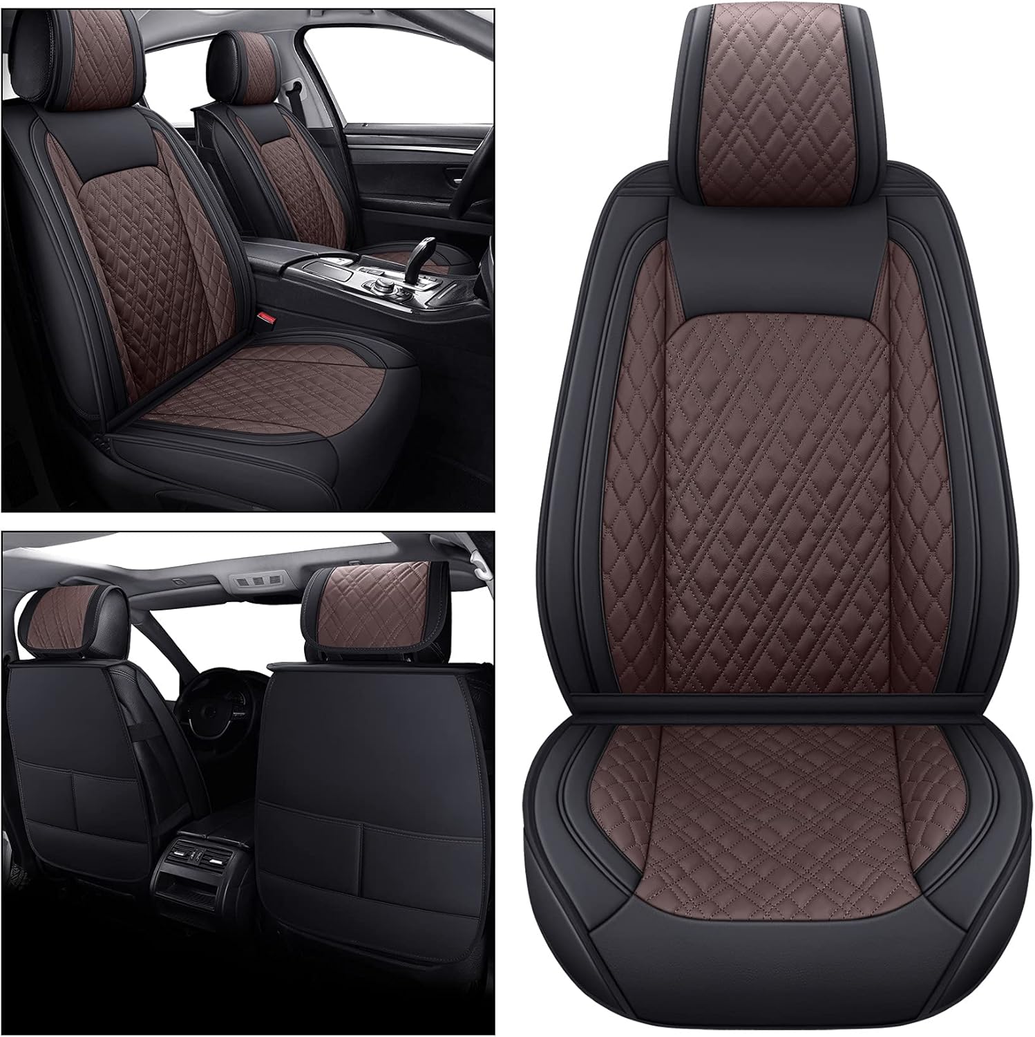 YIERTAI Universal Seat Covers for Subaru Forester Legacy Outback Impreza Tribeca WRX Colorado Crosstrek XV Crosstrek Tribeca Waterproof Faux Leather Full Set(Full Set/Black-Grey)