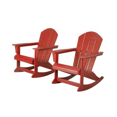 Joshua Plastic Rocking Adirondack Chair Beachcrest Home Color: Red