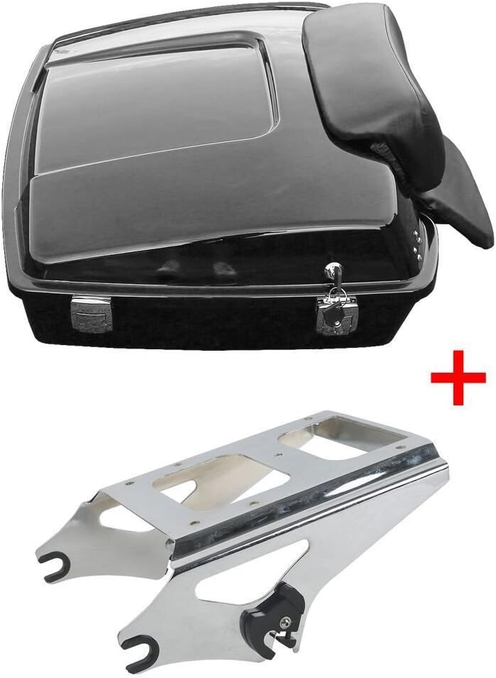 XFMT Razor Tour Pack Trunk + Detachables Two-Up Tour-Pack Mounting Rack Compatible with Harley Davidson Touring Glide 2009-2013 FLHR FLHRC FLHT FLHX FLTR FLTRX FLHRSE5 FLHXSE/2/3 FLTRSE3