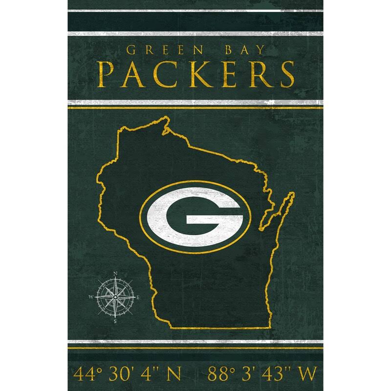 Green Bay Packers 17 x 26 Team Coordinates Sign