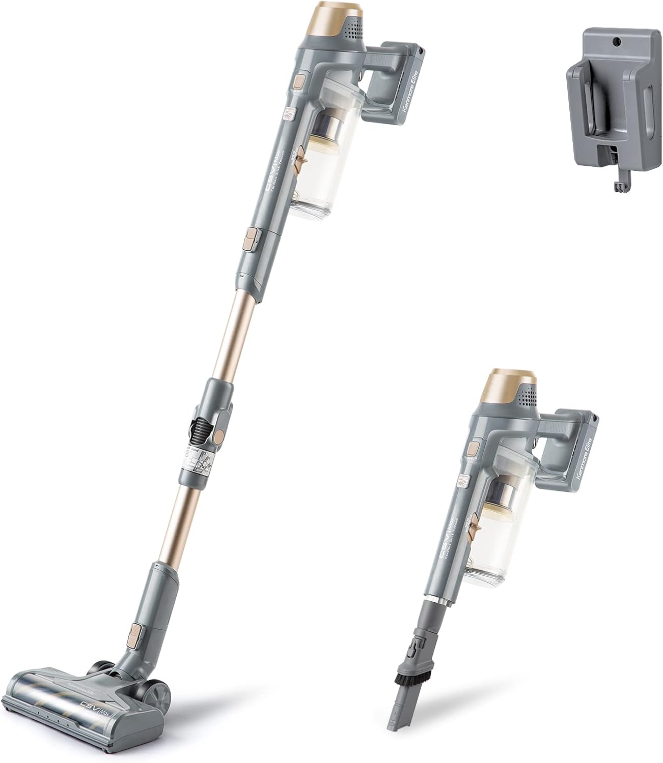 Kenmore DS4095 21.6V Cordless Stick Vacuum Lightweight Cleaner with 2-Speed Power Control, LED Headlight, Converts to Handheld for Hardwood Floors, Carpet & Pet Hair, Brushless w/EasyReach Wand, Gold