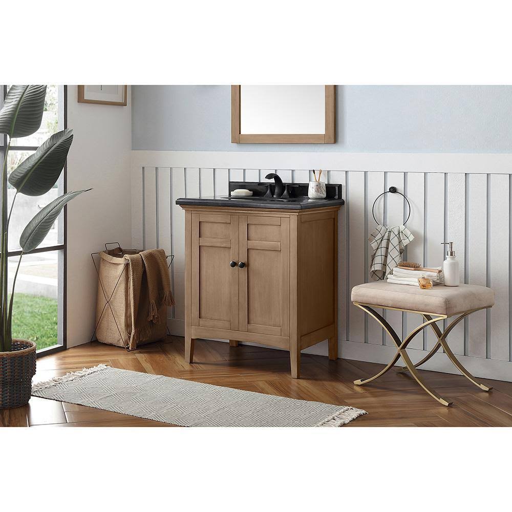 Home Decorators Collection Chartwell 28 in. W x 21 in. D Bath Vanity in Almond Toffee with Granite Vanity Top in Black with Whit