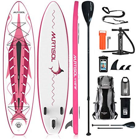 Murtisol 11&32 inch6Inflatable Paddle Board Stand Up Premium Accessories Dual Chamber Triple Action Pump 10L 2 Multifunction Wat