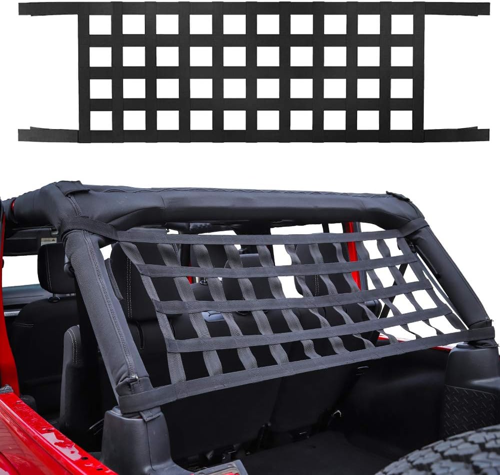 Savadicar Mesh Cargo Net Roof Top Netting Hammock for 1987-2022 Jeep Wrangler YJ TJ JK JL & Gladiator JT, Black