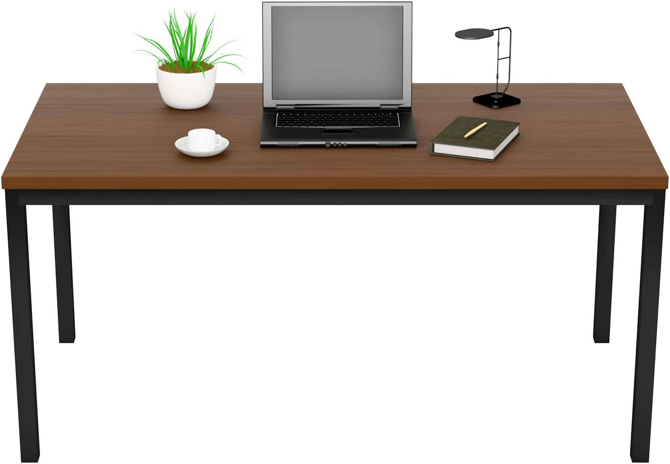 BIBOC 24X48 inches Computer Desk/Dining Table, Office Desk, Composite Wood Board Sturdy Writing Workstation for Home Office Walnut and Black Legs