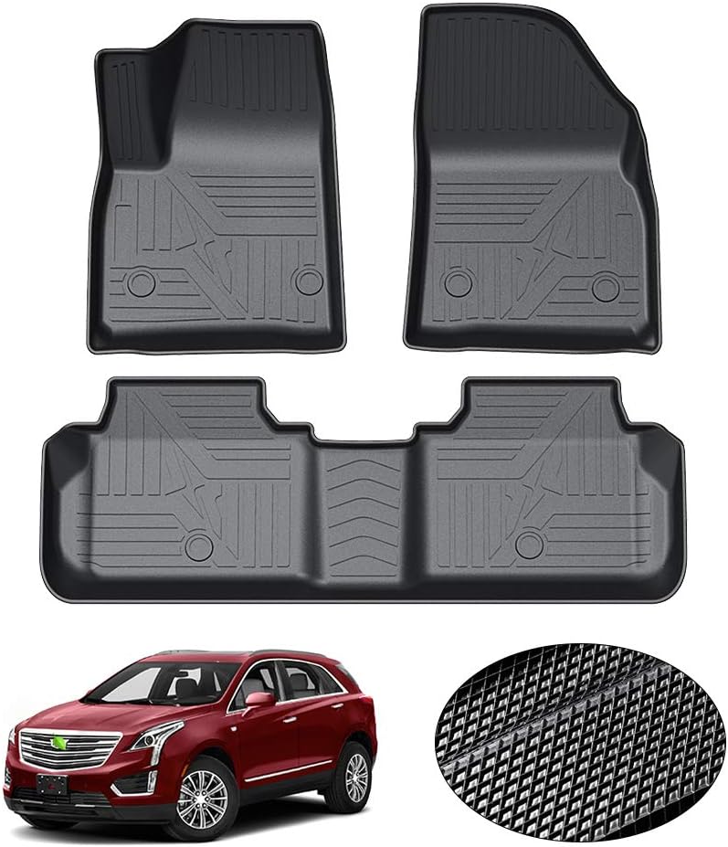 KUST Floor Mats for Cadillac XT5 2017-2022 Floor Mat Liners All Weather Car Mats 1st & 2nd Row Carpet Liners Black Non-Slip