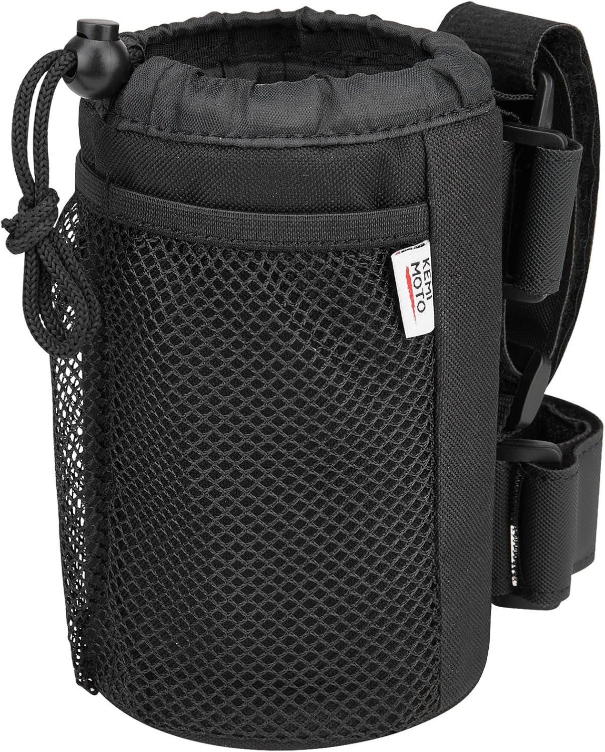 kemimoto Wheelchair Cup Holder, Universal Drink Holder for Walker Rollator ATVs UTVs Water Bottle Carrier with Mesh Pockets Washable Collapsible Adjustable, Black