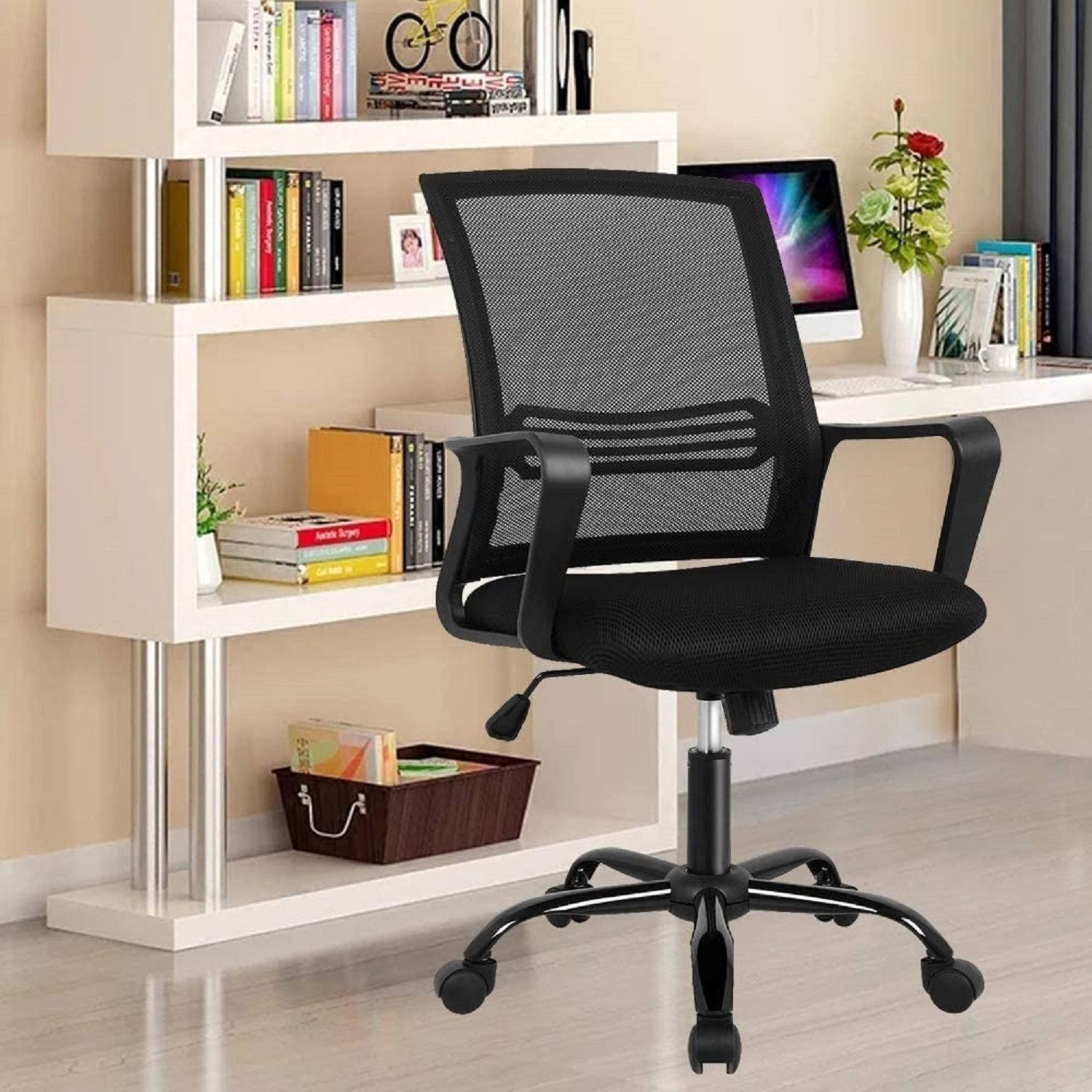 Smugdesk Office Chair, Mid Back Mesh Office Computer Swivel Desk Task Chair, Ergonomic Executive Chair with Armrests Features -